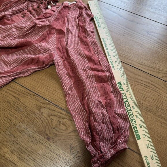 Free People‎ Women Size Large Blouse Bohemian Hippie Cottagecore Tie Top Long - Picture 7 of 11